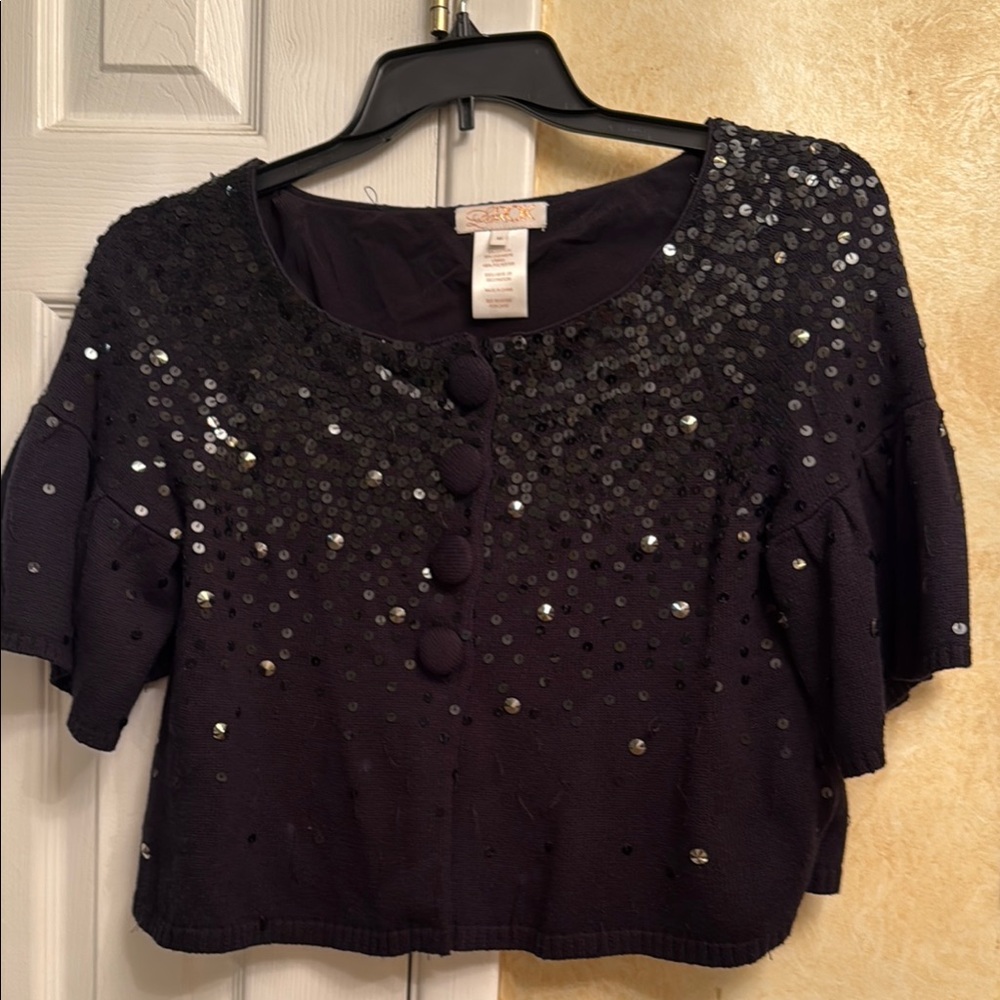 Black Sequin Embellished Top/Cardigan